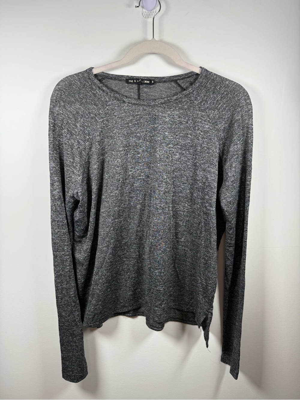 RAG&BONE JEAN | Marled Charcoal Long Sleeve Raglan Tee Size S